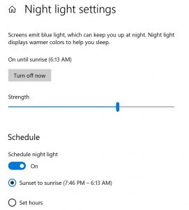 windows blue light filter