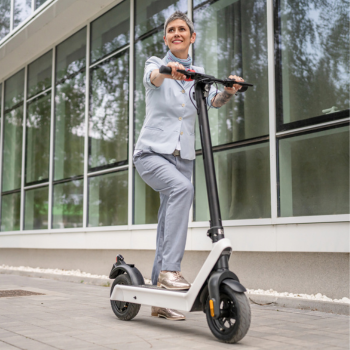 senior on a scooter